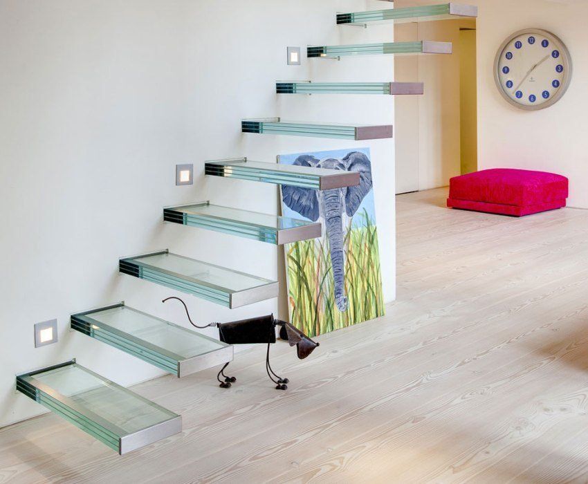 Stairs in the house to the second floor, photos and design features