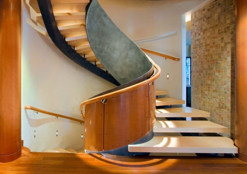 Stairs in the house to the second floor, photos and design features