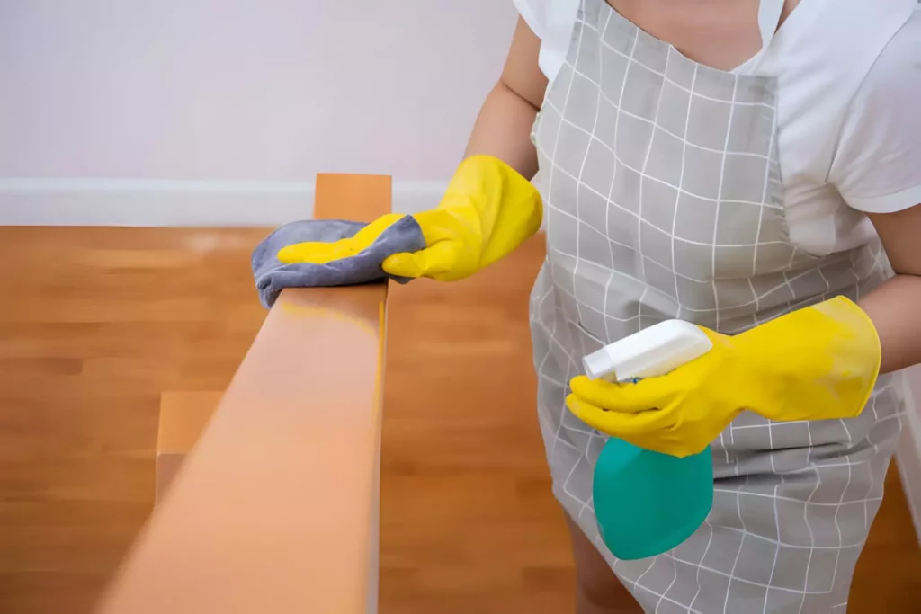 Cleaning wood banister