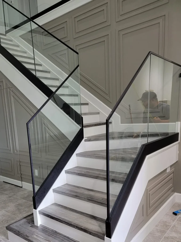 Contemporary Paneling and Glass Railing Transformation