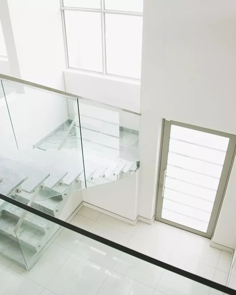 Delray Beach indoor glass railing