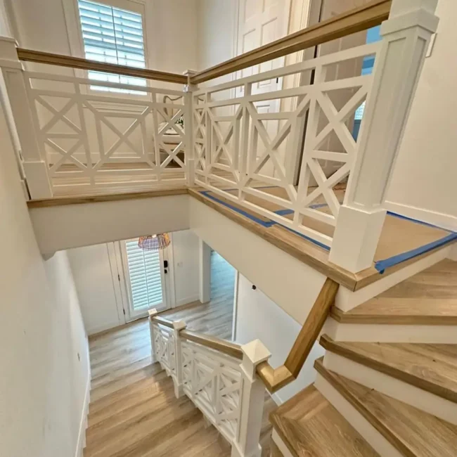 white oak floating stair treads