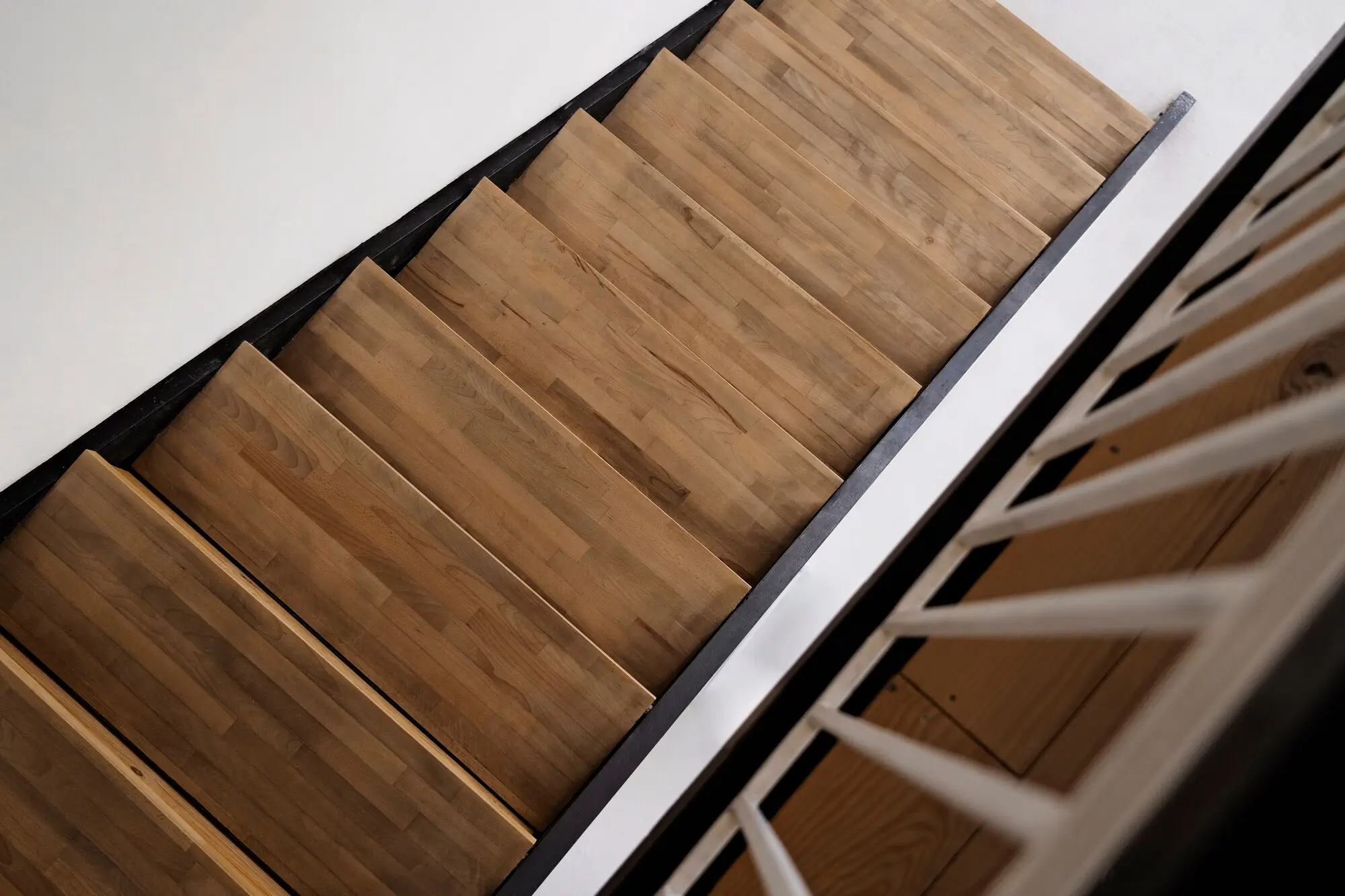 white oak floating stair treads