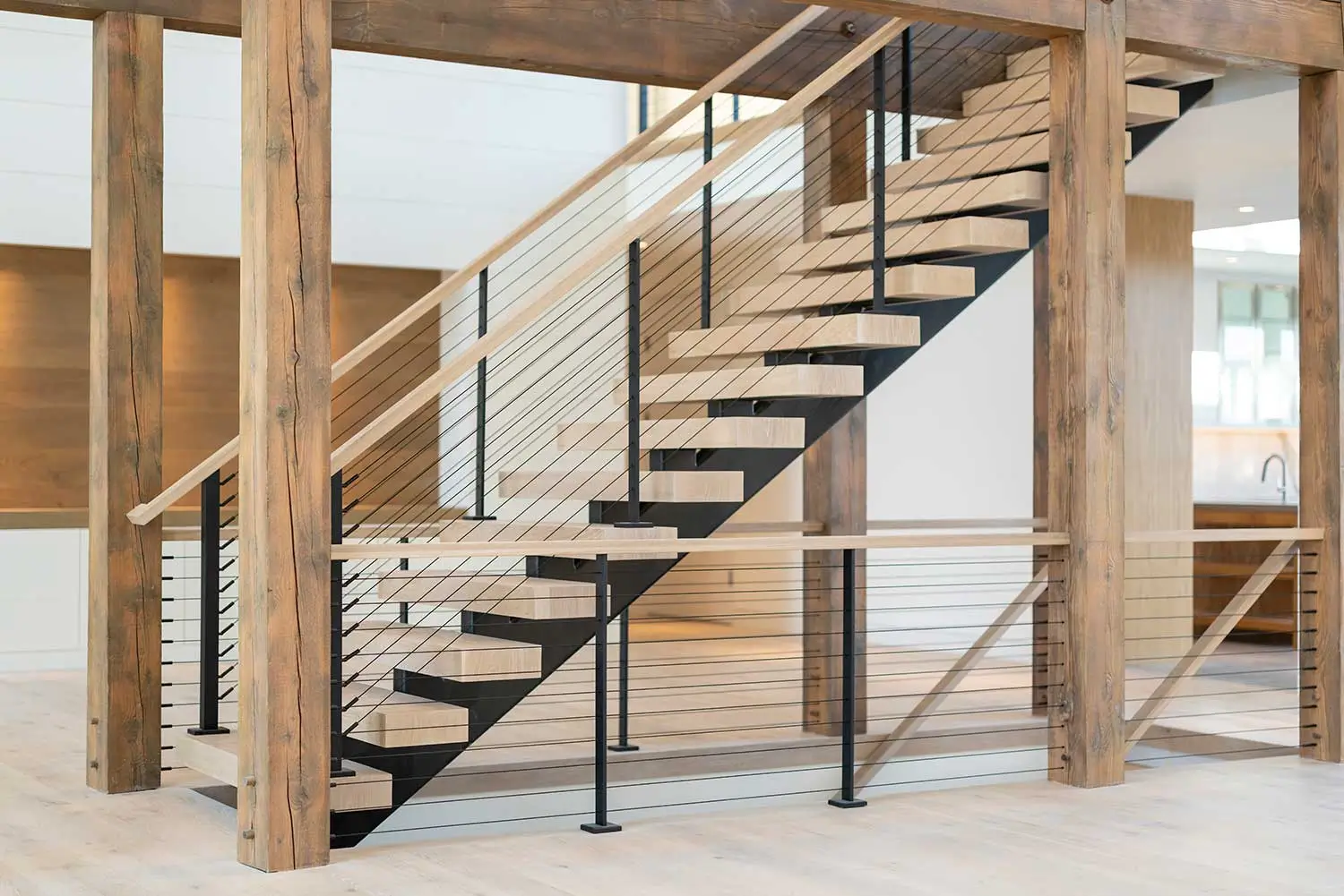 floating stairs with cable railing