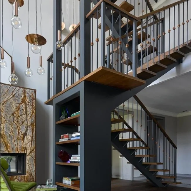 floating stairs with cable railing