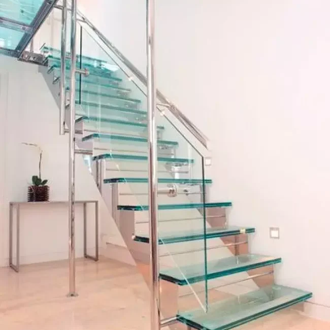 glass floating stairs