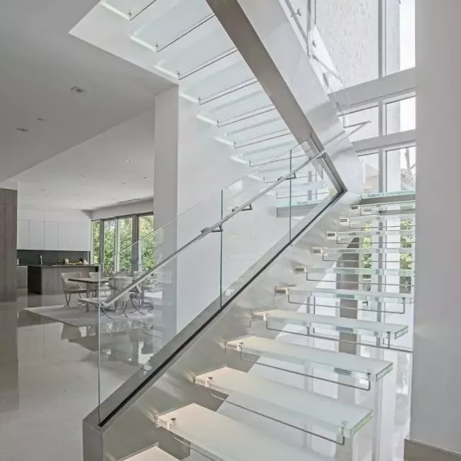 glass floating staircase