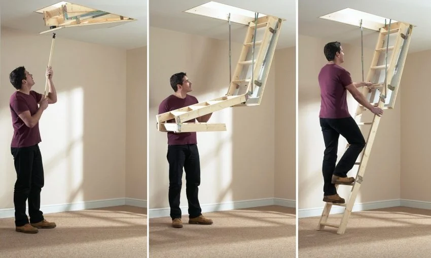attic ladder with trapdoor