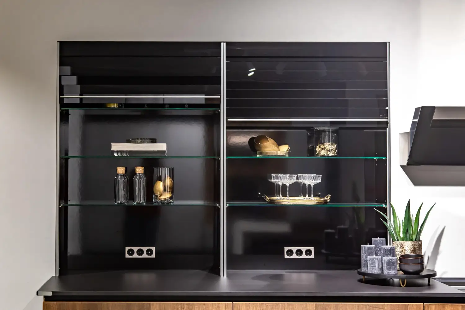 curved glass cabinets
