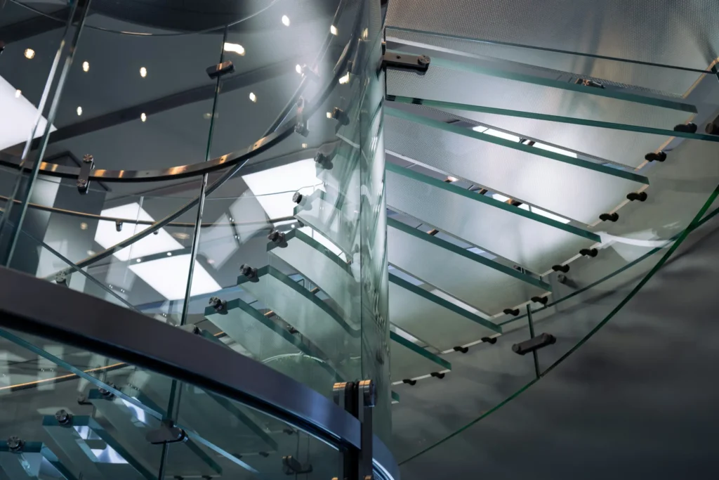 curved glass stairs