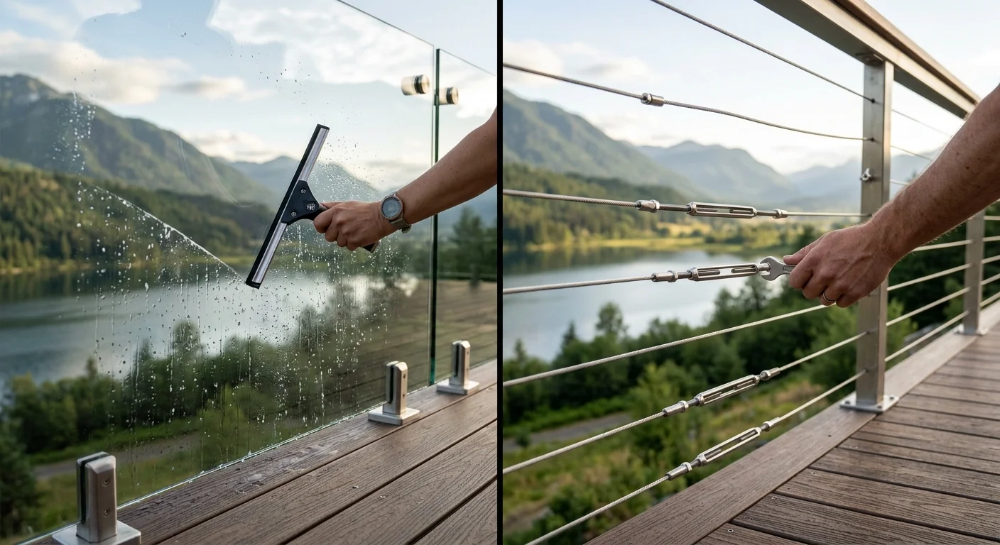 Glass Railing vs Cable Railing Maintenance Realities