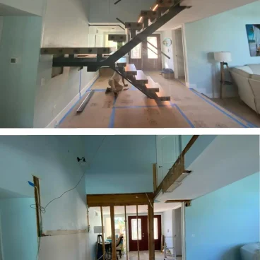 wood and glass staircase railing