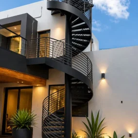 black spiral staircase